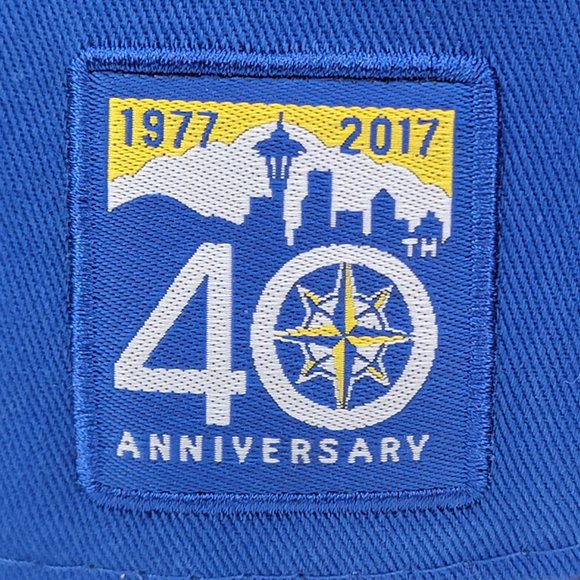 Seattle Mariners 40th Anniversary Baseball Hat SnapBack Ball Cap Blue Unisex MLB - Picture 4 of 8